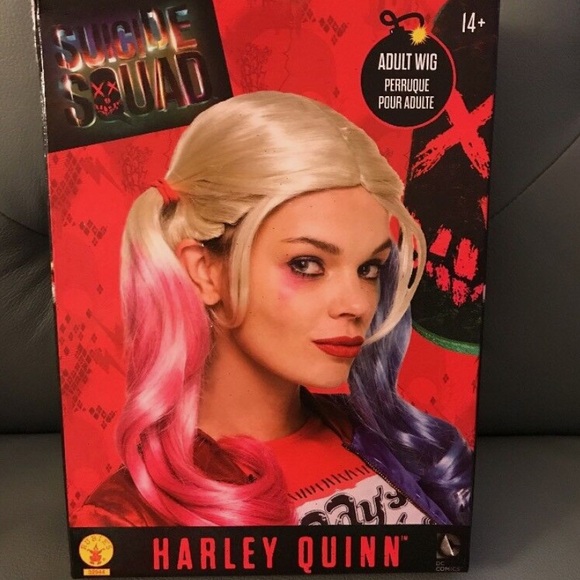 Harley Quinn Wig Suicide Squad Halloween Costume Cosplay Red Blue Blonde - Picture 1 of 1